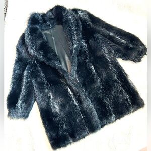 Source Unknown Black Faux Fur Coat